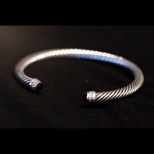 David Yurman 5mm cable bracelet- diamonds and onyx
